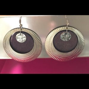 Gold/Brown Chandelier Large Hoop Earrings